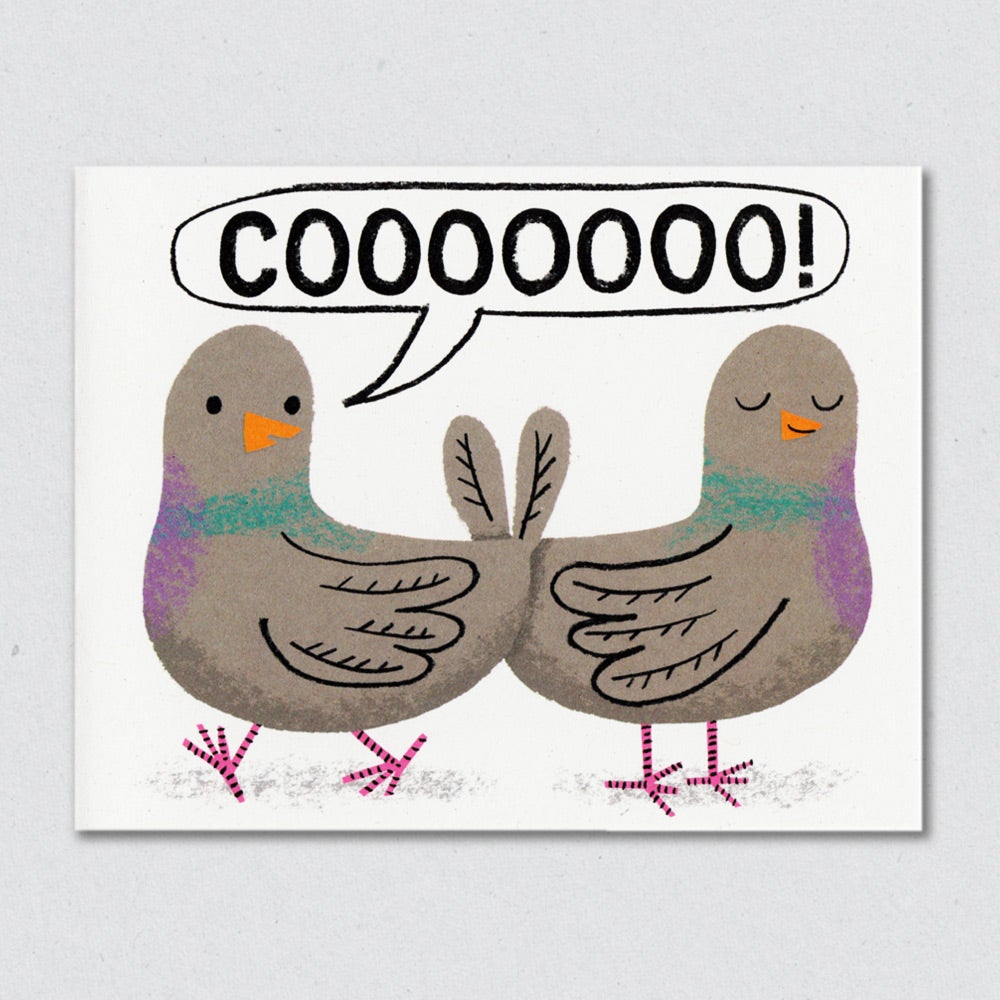 Cooooo two birds valentines love greeting card by Lisa Jones Studio.