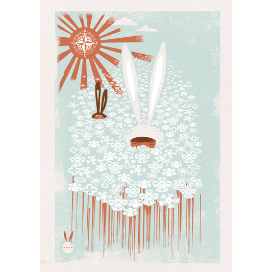 Daisy Bobbing screenprint with foil block by Graham Carter.