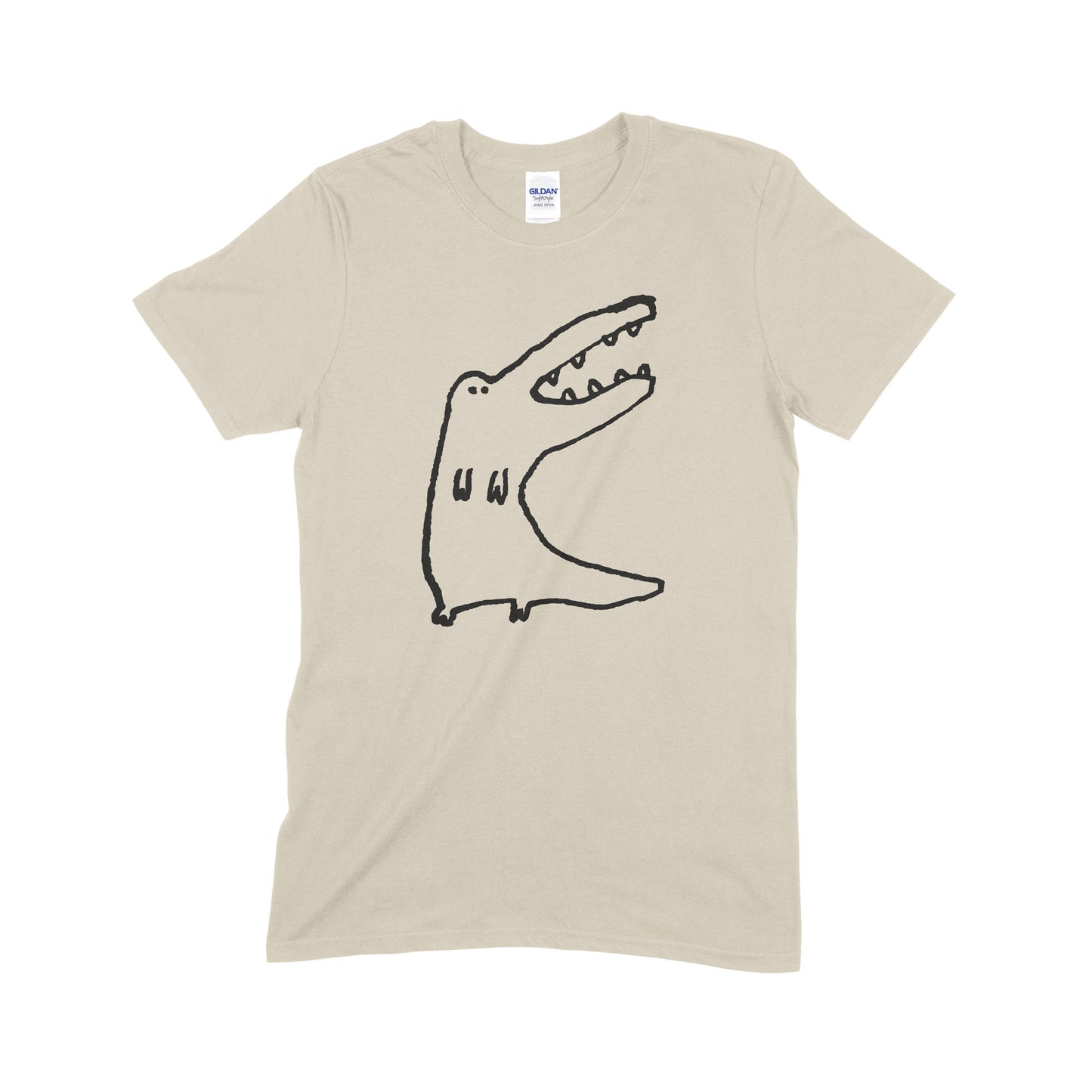Crocodile stands screen print on sand cotton t-shirt collaboration by Daisy Hirst and Soma Gallery.