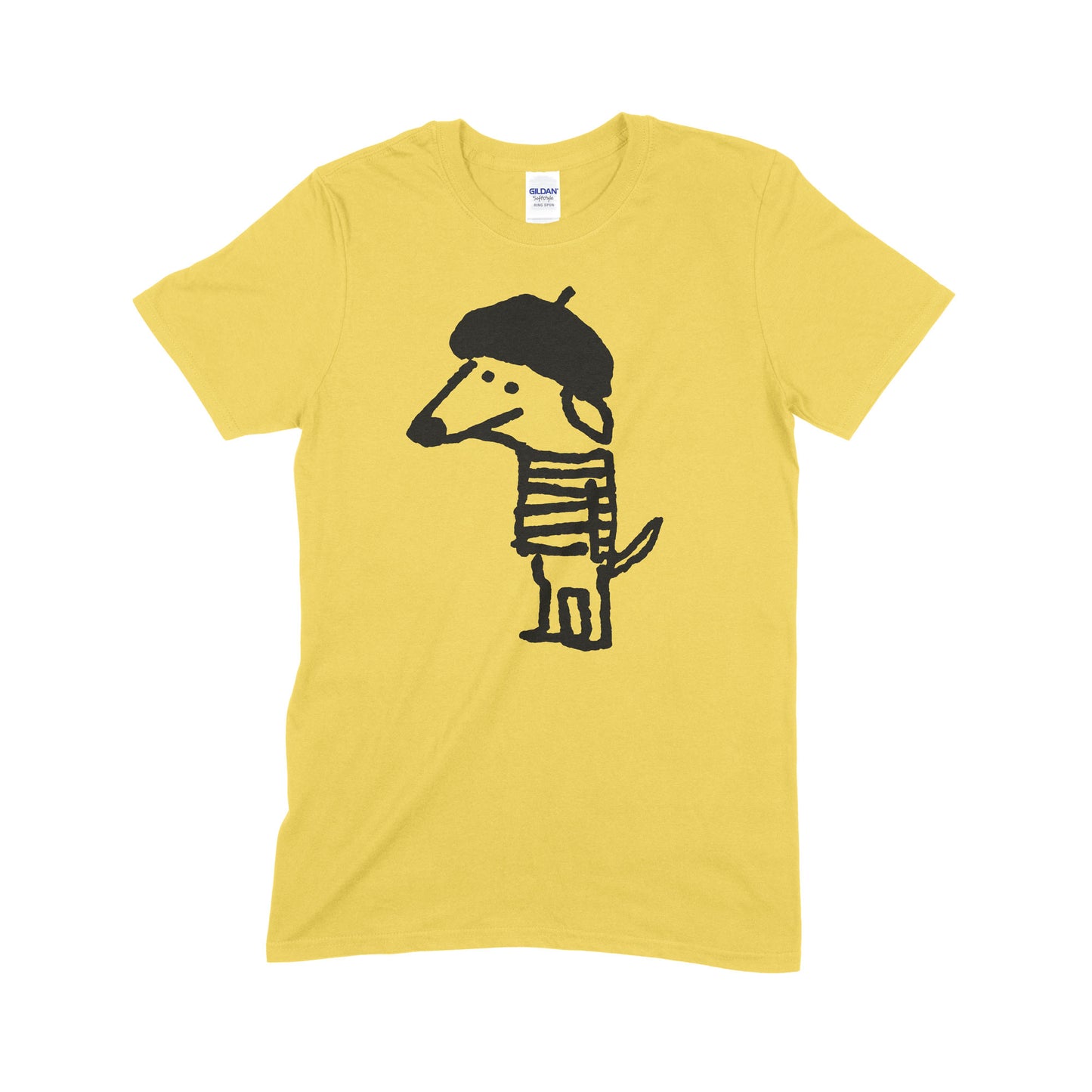 Beret Dog T-shirt - Daisy Yellow - size: small