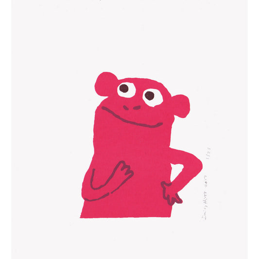 Monkey hmm screenprint in pink by Daisy Hirst.