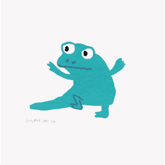 Turquoise newt without crisps screen print by Daisy Hirst.