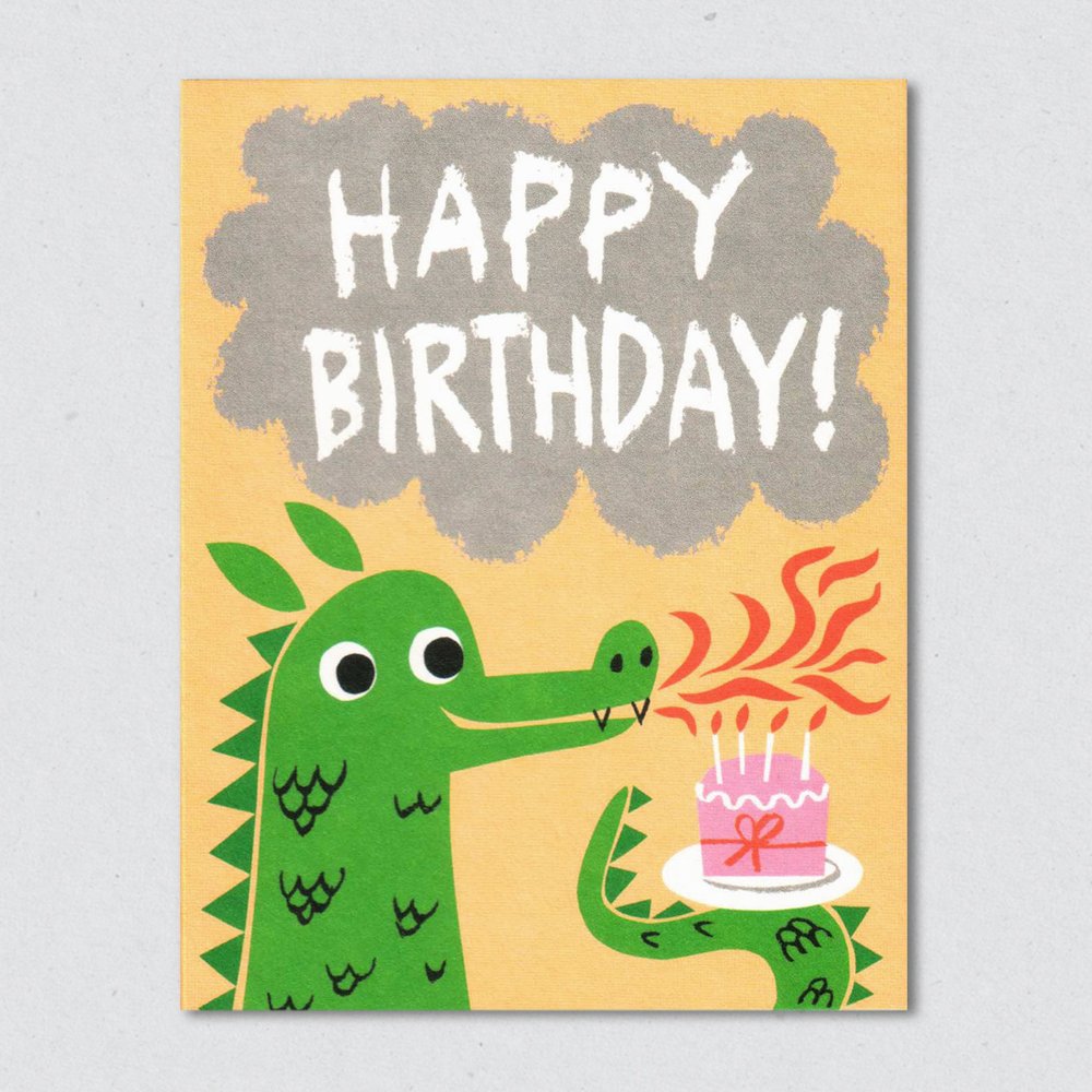 Dragon's breath birthday card by Lisa Jones Studio.