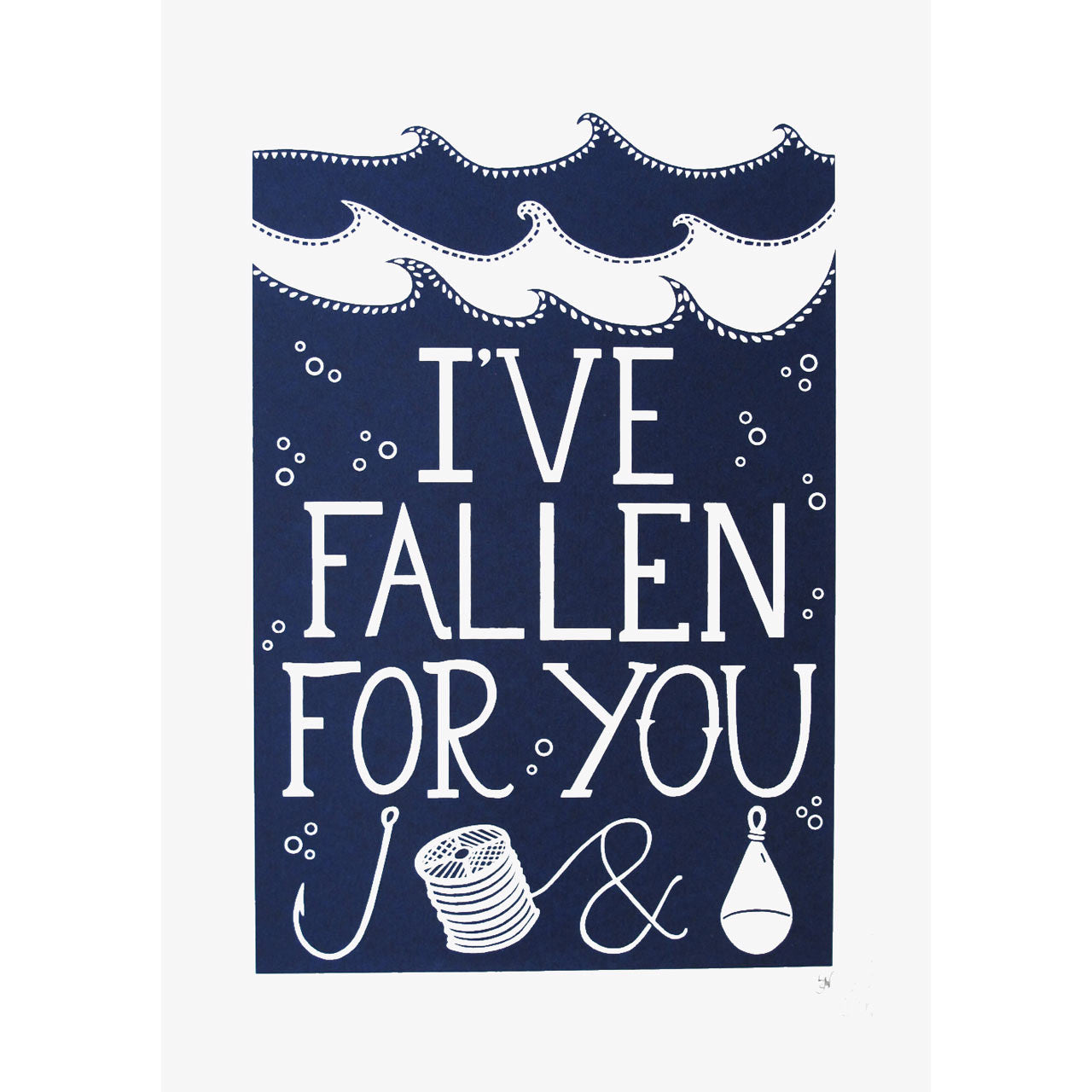 Fallen for you silkscreen print by Hazel Nicholls.