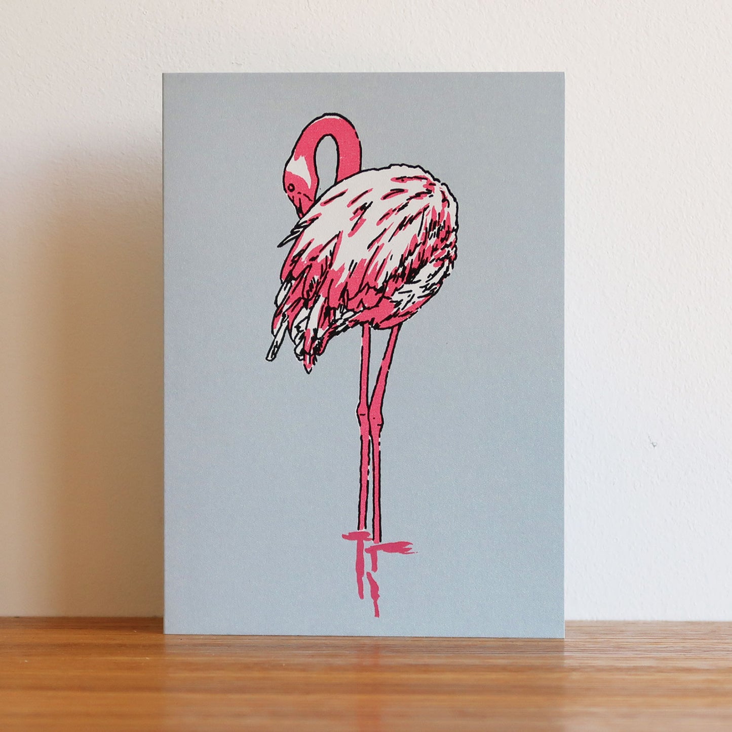Flamingo greeting card by Fiona Hamilton.