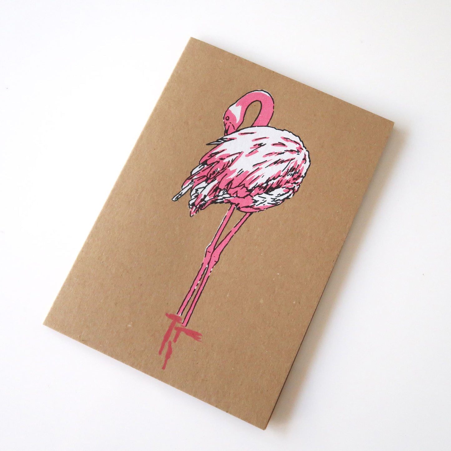 Flamingo greeting card by Fiona Hamilton.
