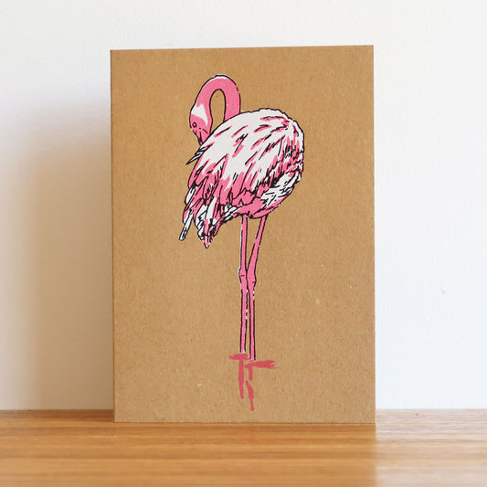 Flamingo greeting card by Fiona Hamilton.