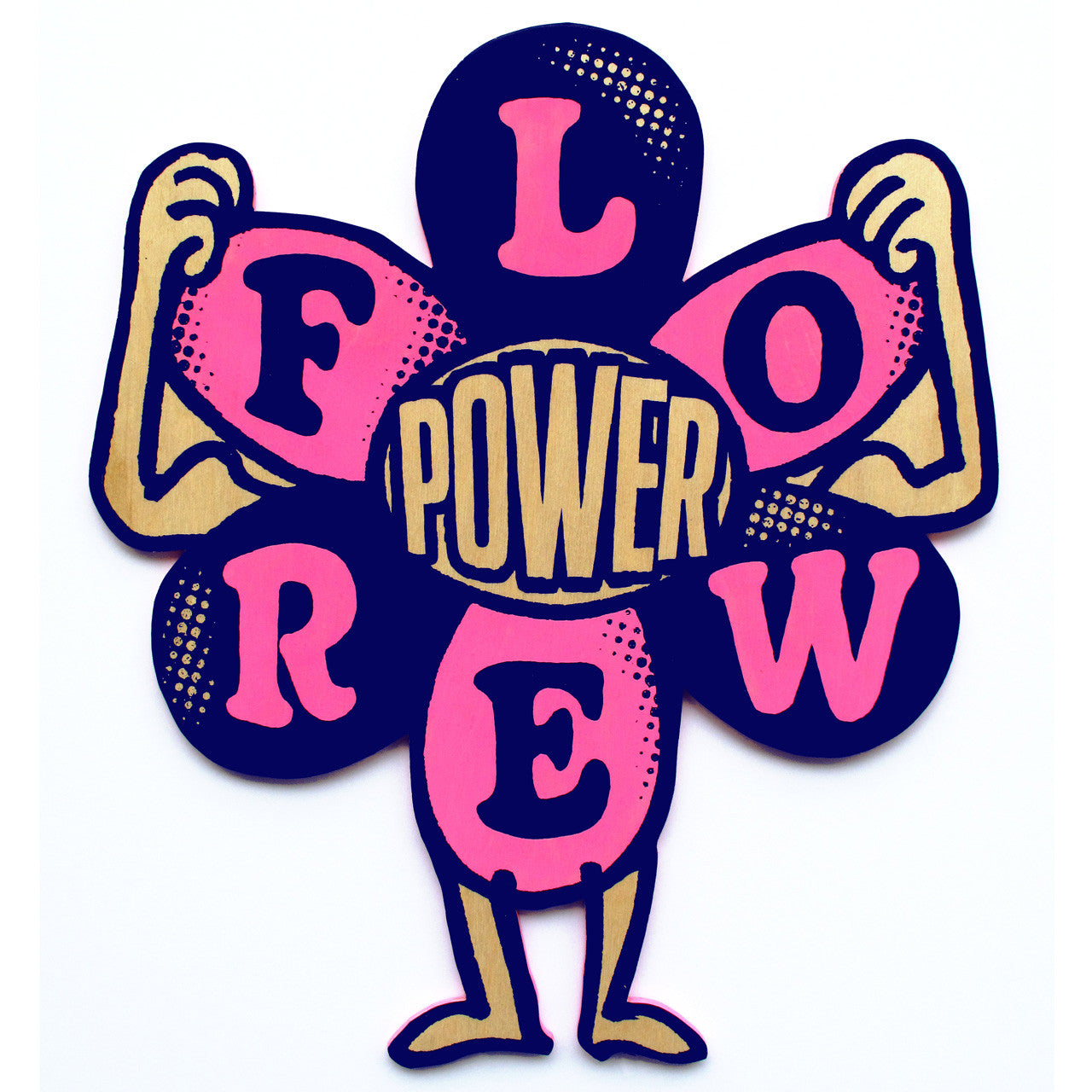 Flower Power silkscreen print on wood by Andy Smith.