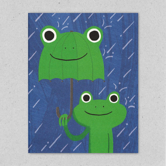 Frog Brolly greeting card by Lisa Jones Studio.