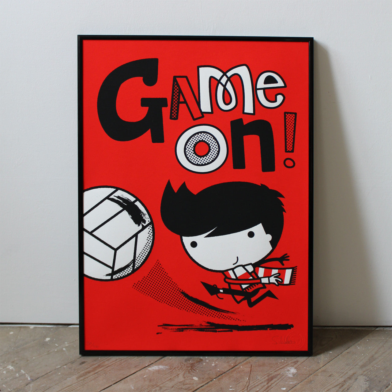 Game On football themed silkscreen print by Spencer Wilson.