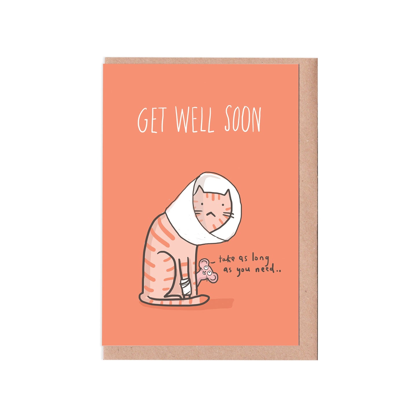 Get well soon cat greeting card by Sarah Ray.