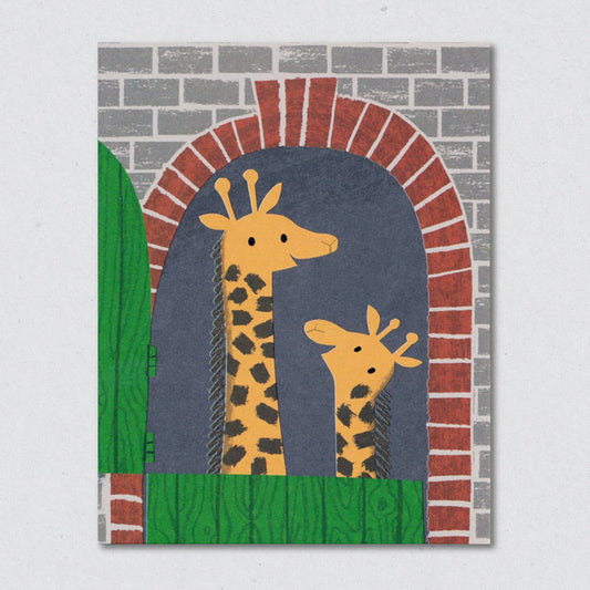 Giraffe house greeting card by Lisa Jones Studio.