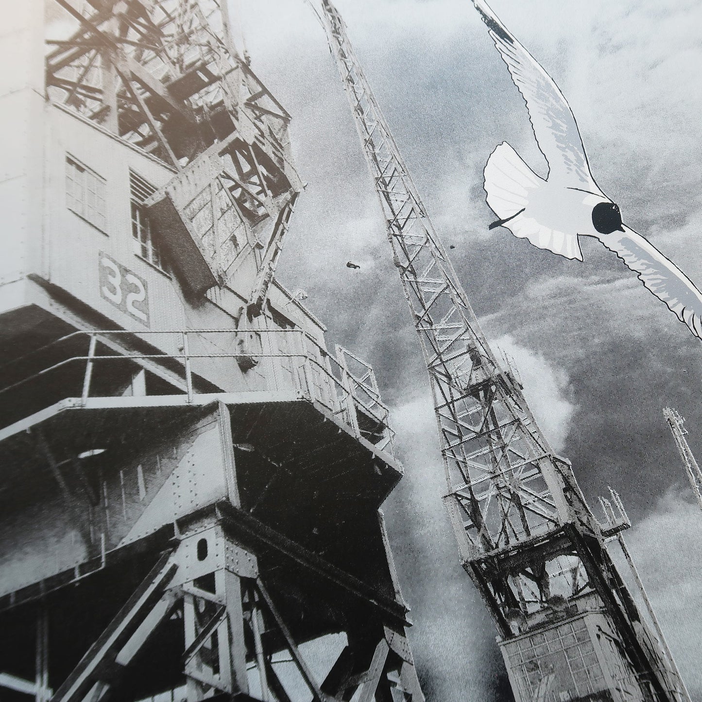 Gulls & Goods Cranes Metallic Dark Silver Print