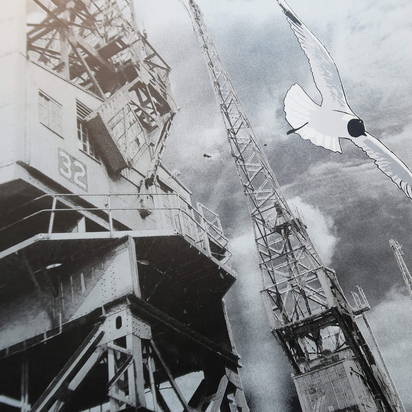 Gulls and goods cranes silkscreen print by Fiona Hamilton.