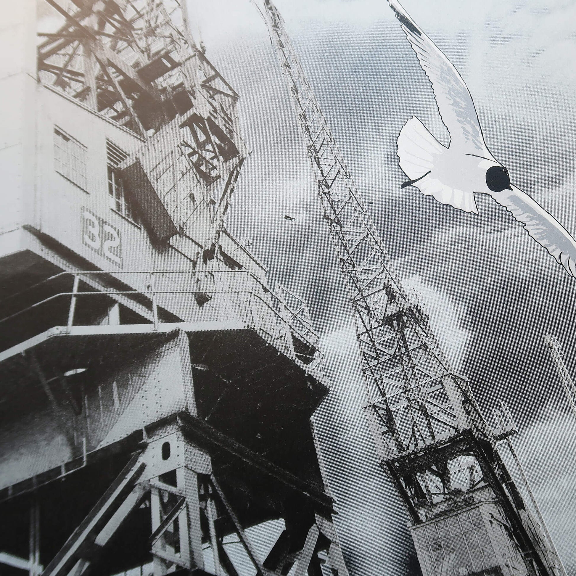 Gulls and goods cranes silkscreen print by Fiona Hamilton.