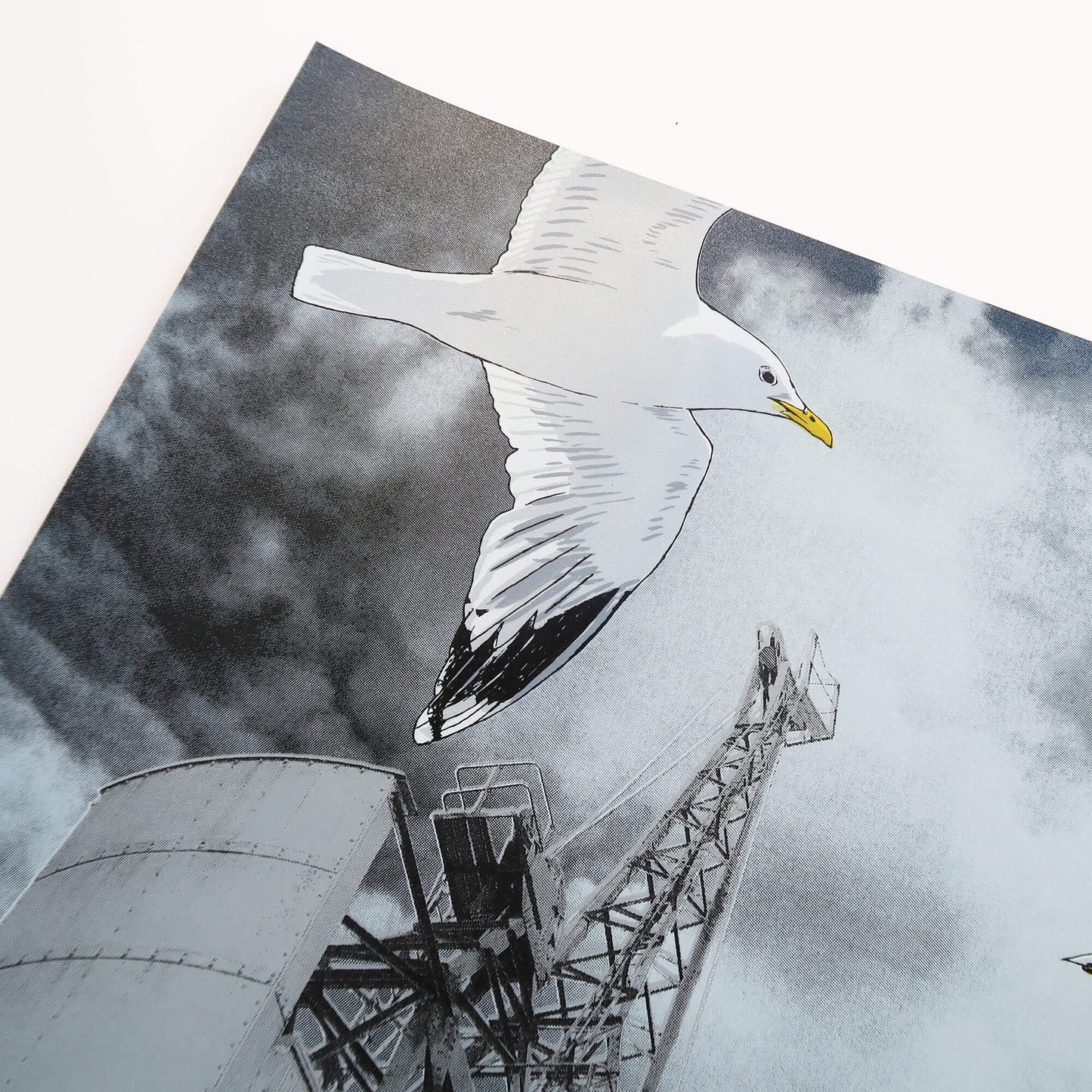Gulls and goods cranes silkscreen print by Fiona Hamilton.