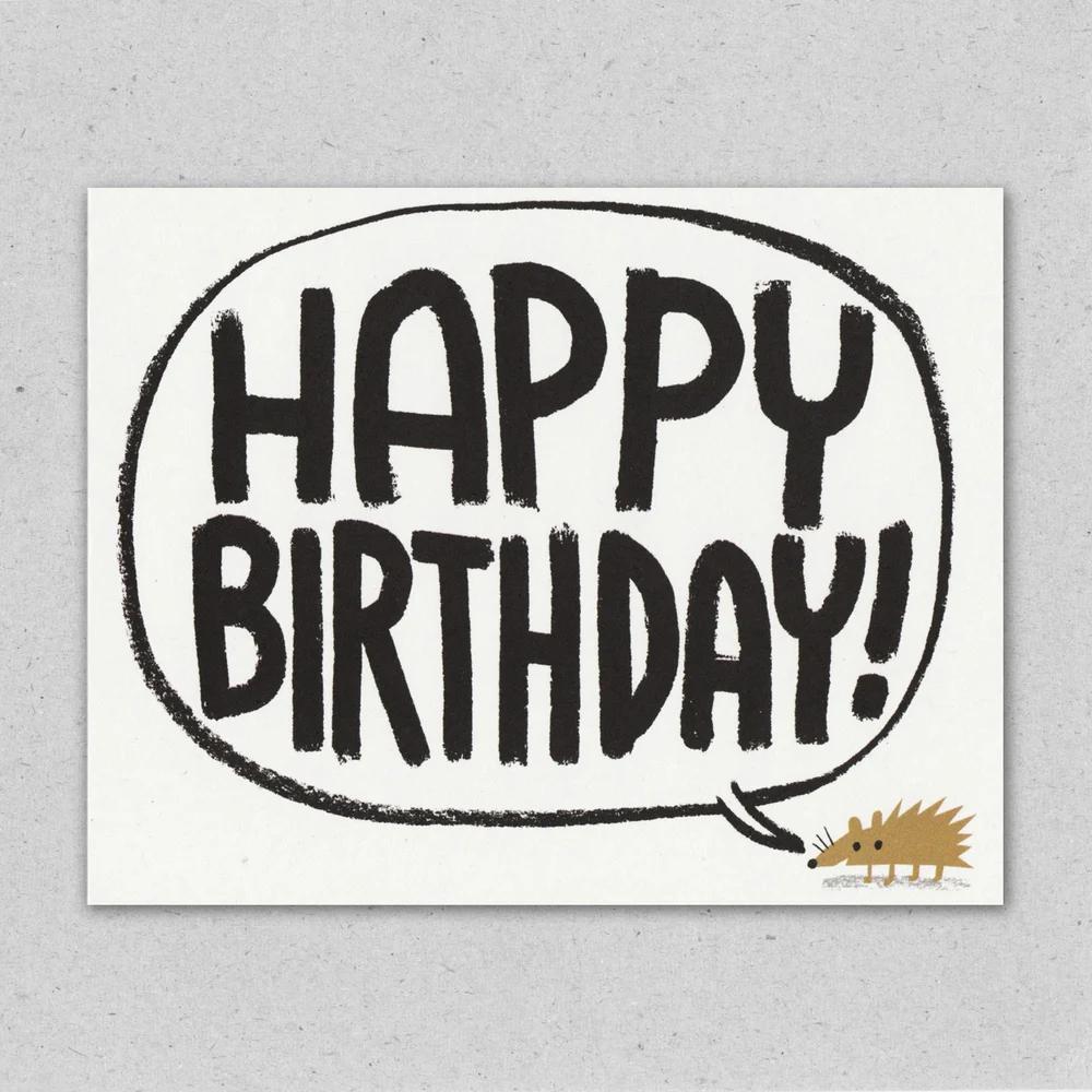 Happy Hedgehog birthday card by Lisa Jones Studio.