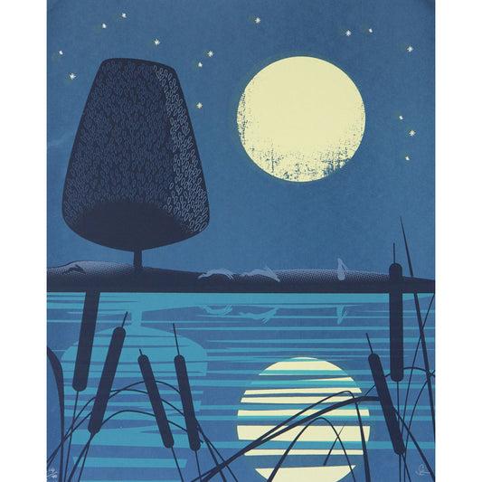 Hare Moon screen print by Sally Elford.
