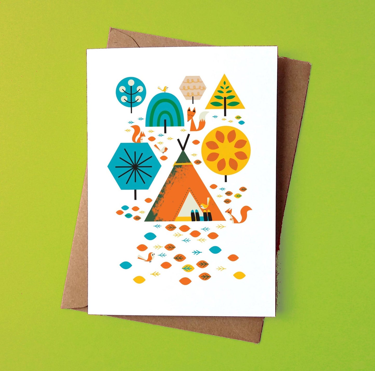 Camping critters greeting card by Peski Studio.