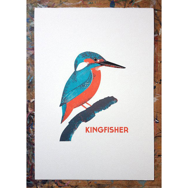 Kingfisher screenprint by Chris Andrews.