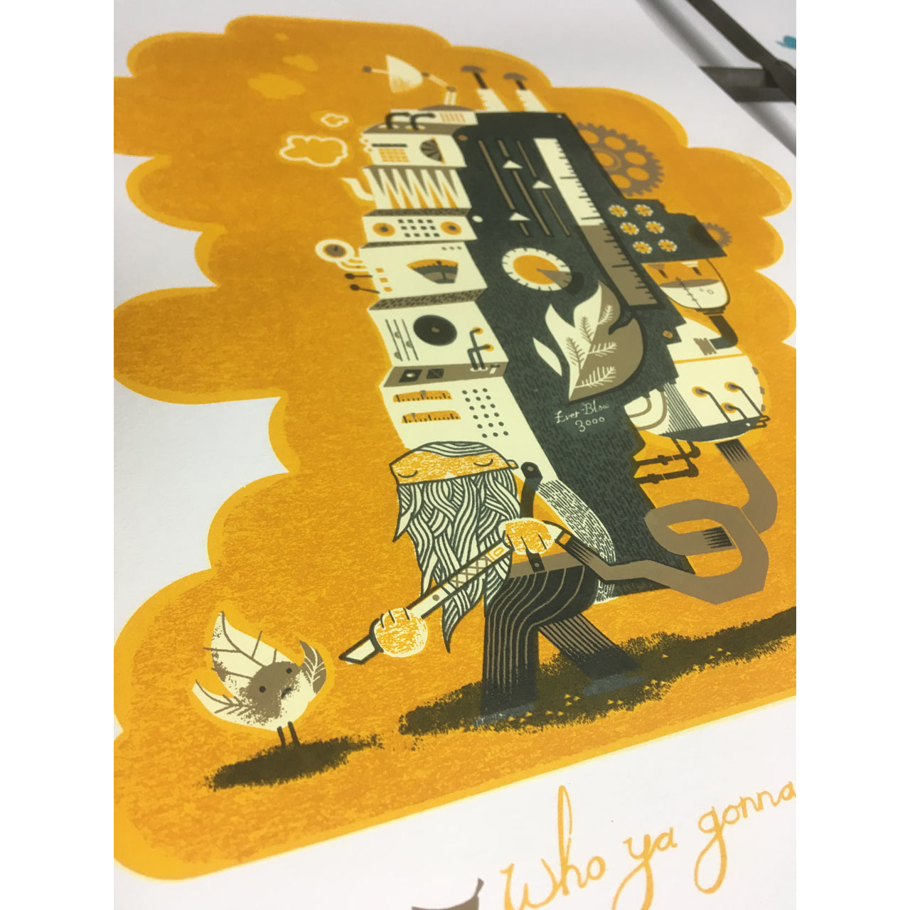 Leaf buster deluxe silkscreen print by Graham Carter.