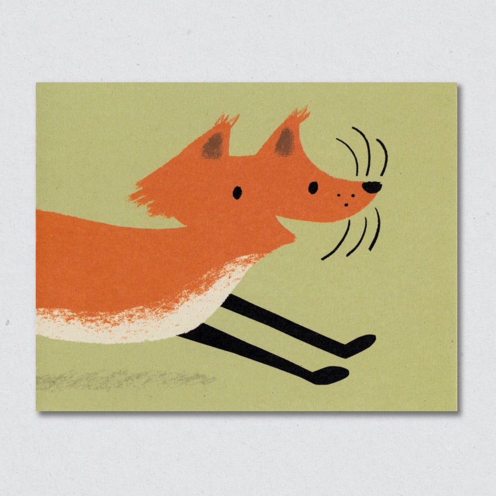 Frolicking Fox greeting card by Lisa Jones Studio.