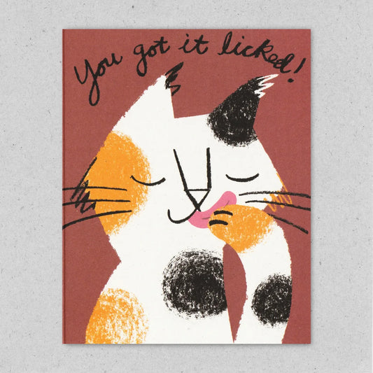 You've got it licked cat well done greeting card by Lisa Jones Studio.