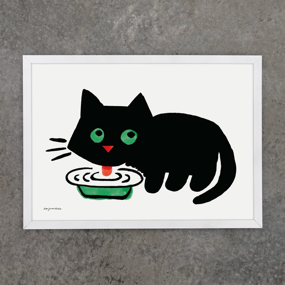 Maria black cat a3 poster print by Lisa Jones Studio.