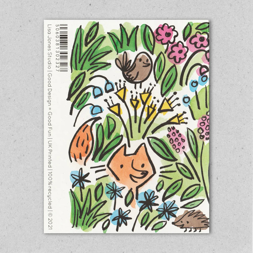 Meadow foxes greeting card by Lisa Jones Studio.