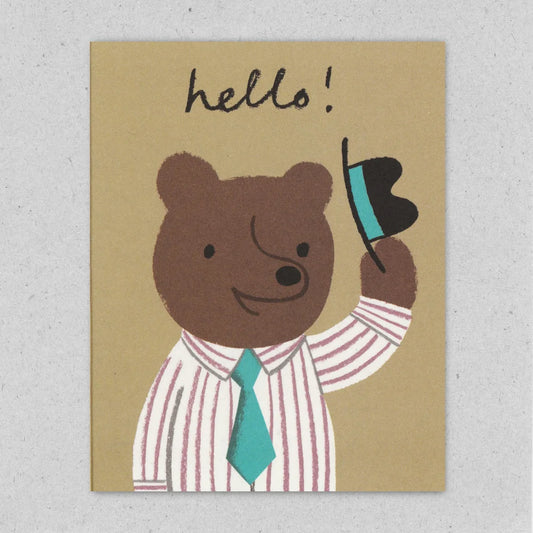 Hello Mr bear greeting card by Lisa Jones Studio.