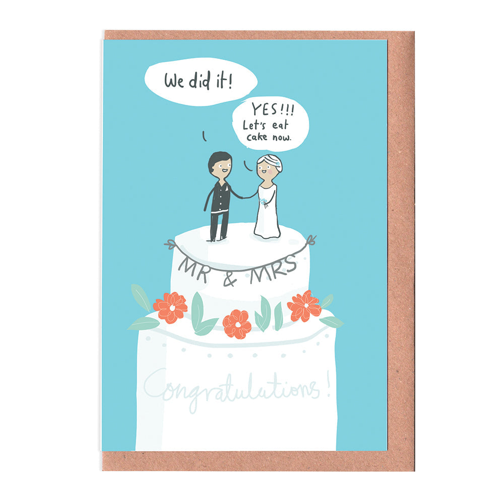 Mr and Mrs wedding card by Sarah Ray.