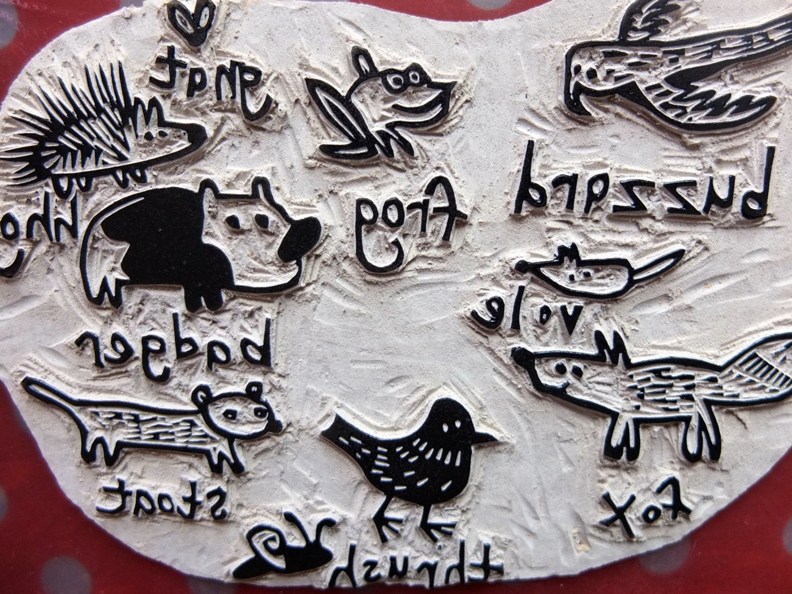 Nature guide - British Isles lino cut print by Melanie Wickham.