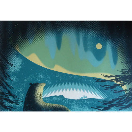 Northern Lights screen print by Sally Elford.