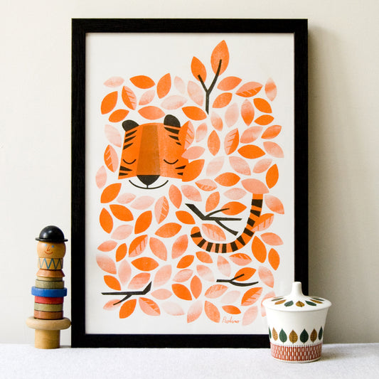 Hidden Tiger risograph a3 print by Peskimo.