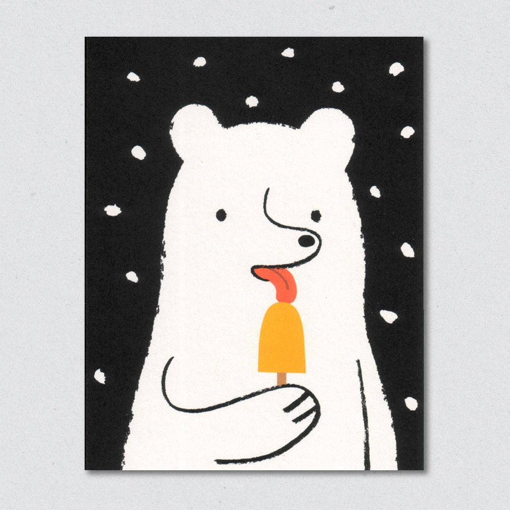 Popsicle ice lolly polar bear Christmas card by Lisa Jones Studio.