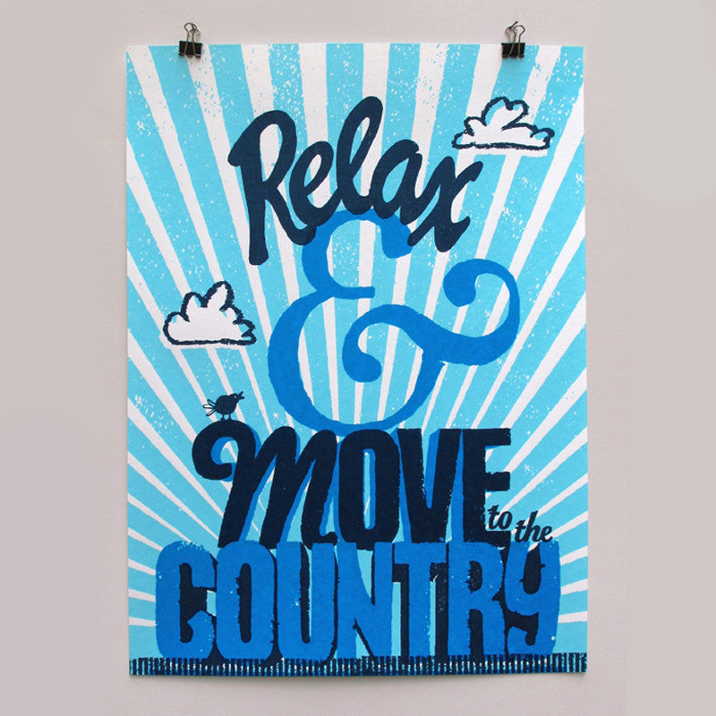 Relax blue screen print by Andy Smith.
