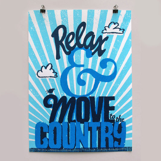 Relax blue screen print by Andy Smith.