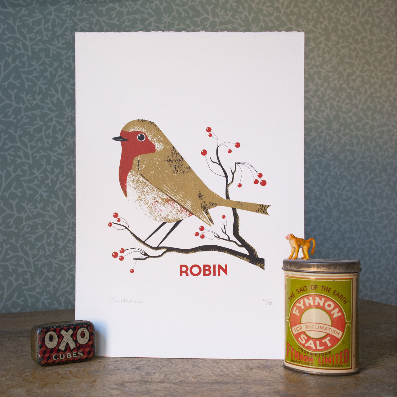 Robin screen print by Chris Andrews.