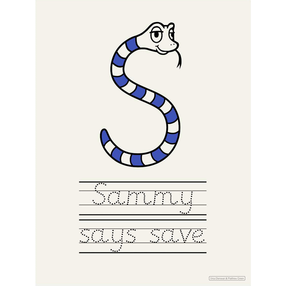 Sammy says save screen print by Matthew Green and Erica Donovan.