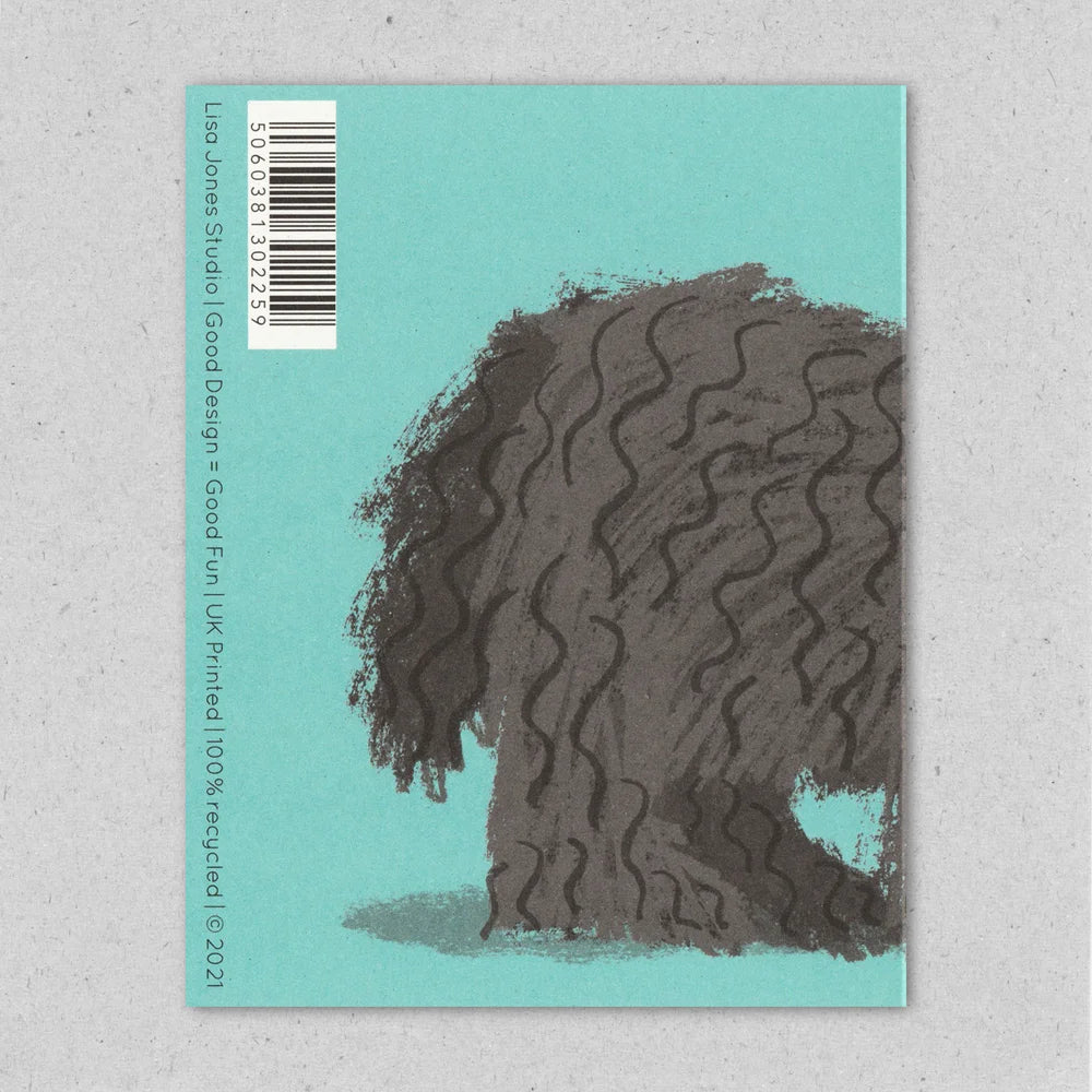 Shaggy dog greeting card by Lisa Jones Studio.