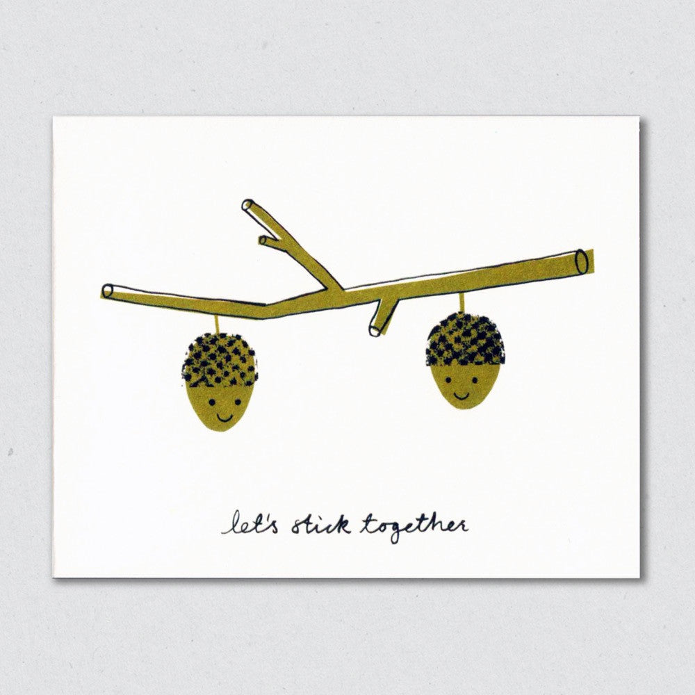 Let's Stick Together valentines greeting card by Lisa Jones Studio.