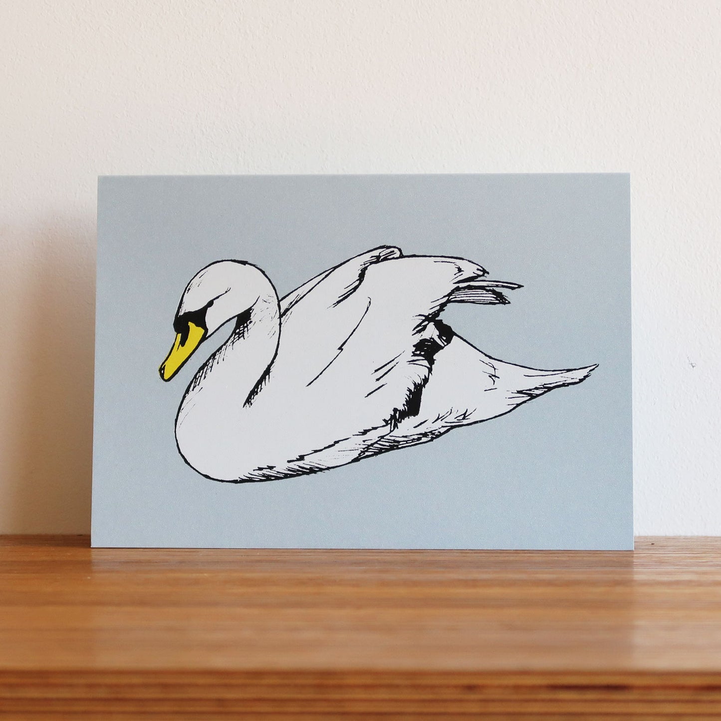 Swan screen printed greeting card by Fiona Hamilton.