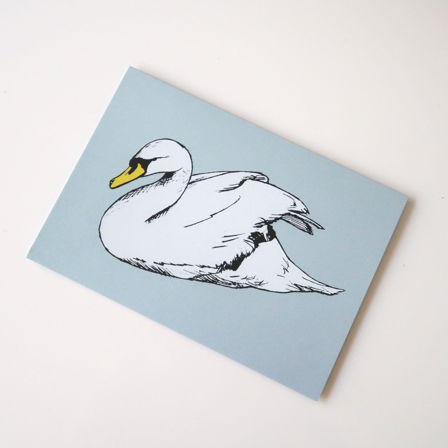 Swan screen printed greeting card by Fiona Hamilton.