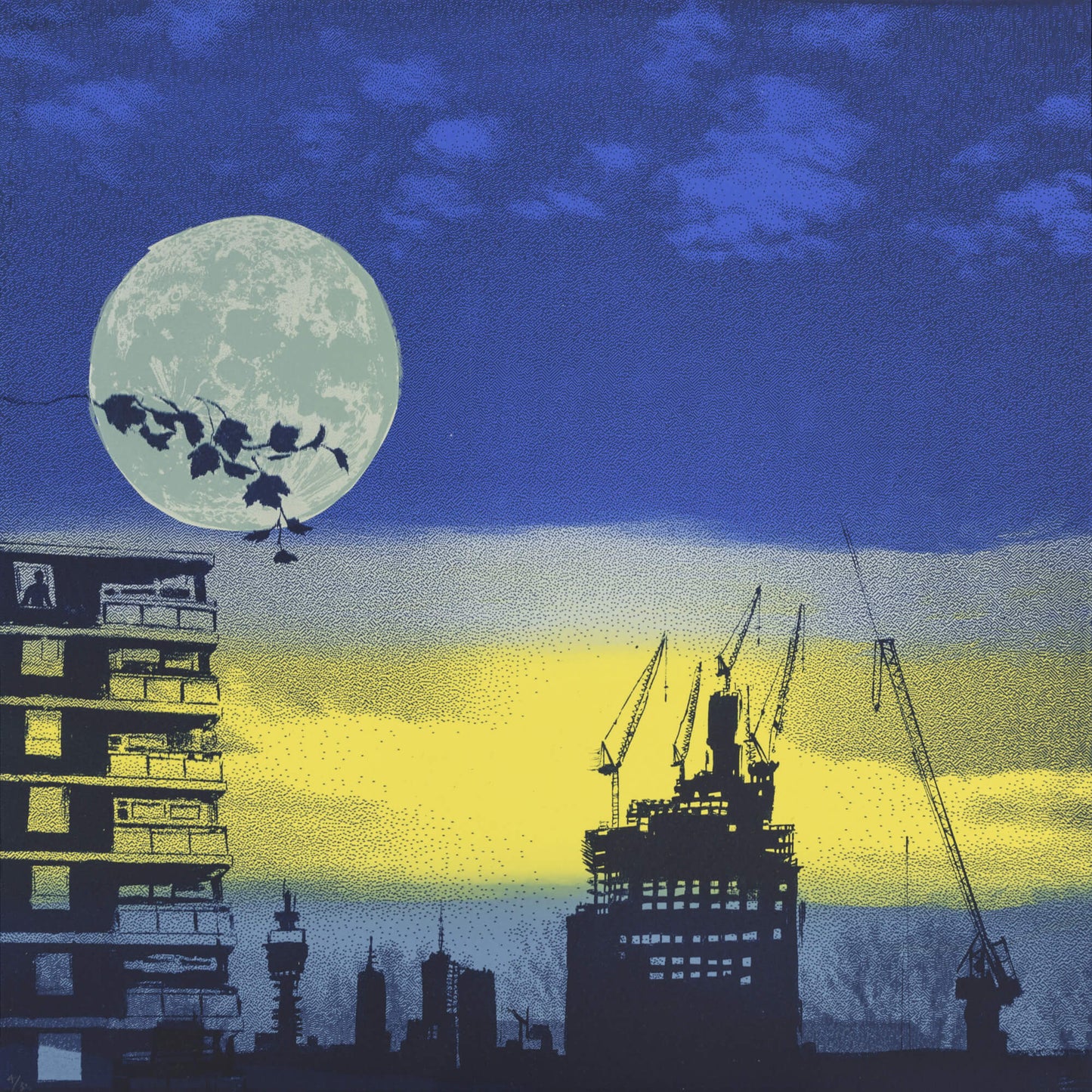 Times are hard for dreamers original art handprinted silkscreen print by illustrator and printmaker Anna Marrow.