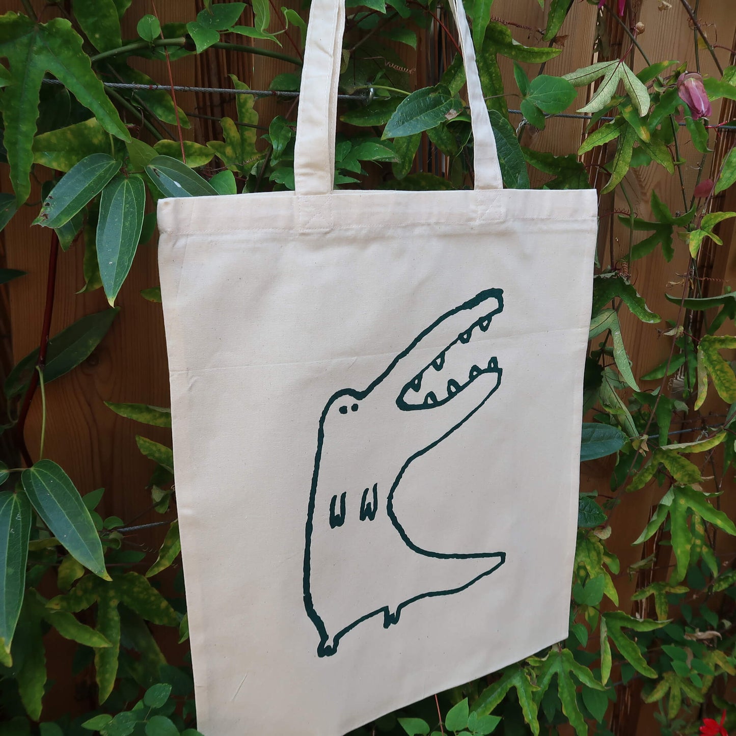 Crocodile stands tote bag screen print on natural cotton collaboration by Daisy Hirst and Soma Gallery.