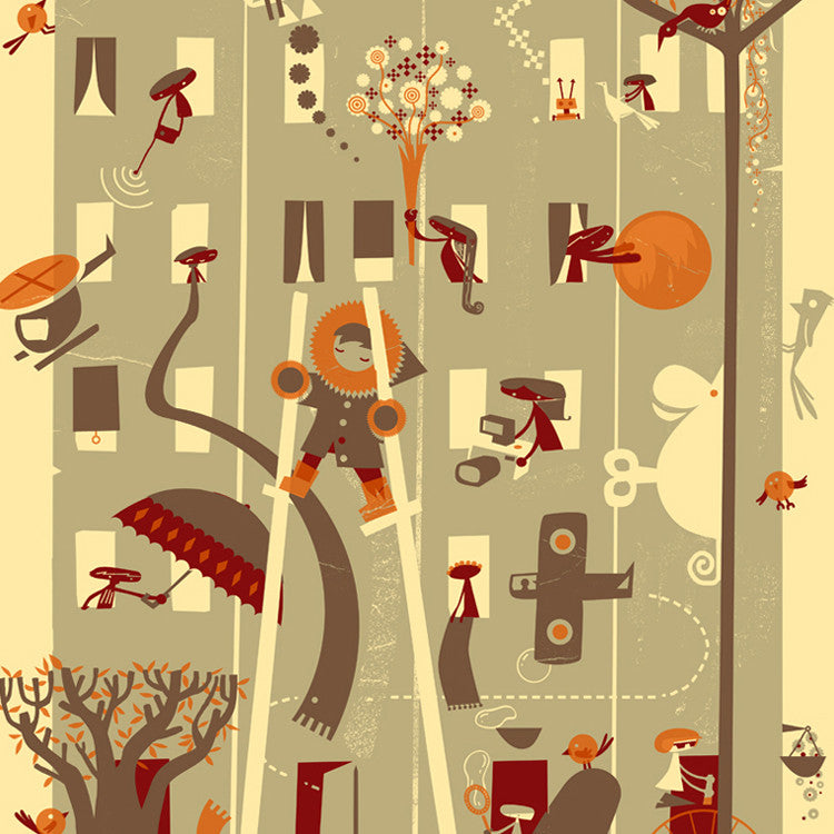 Toy Street original art silkscreen print by Graham Carter.