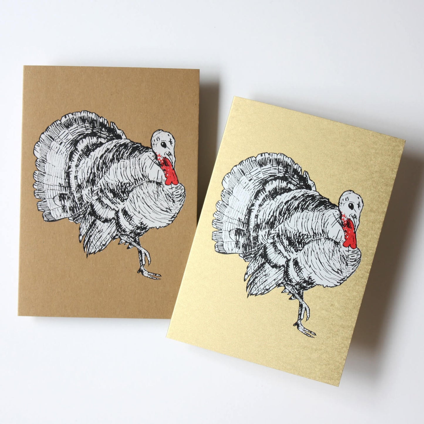 Turkey hand screen printed Christmas card by Fiona Hamilton.