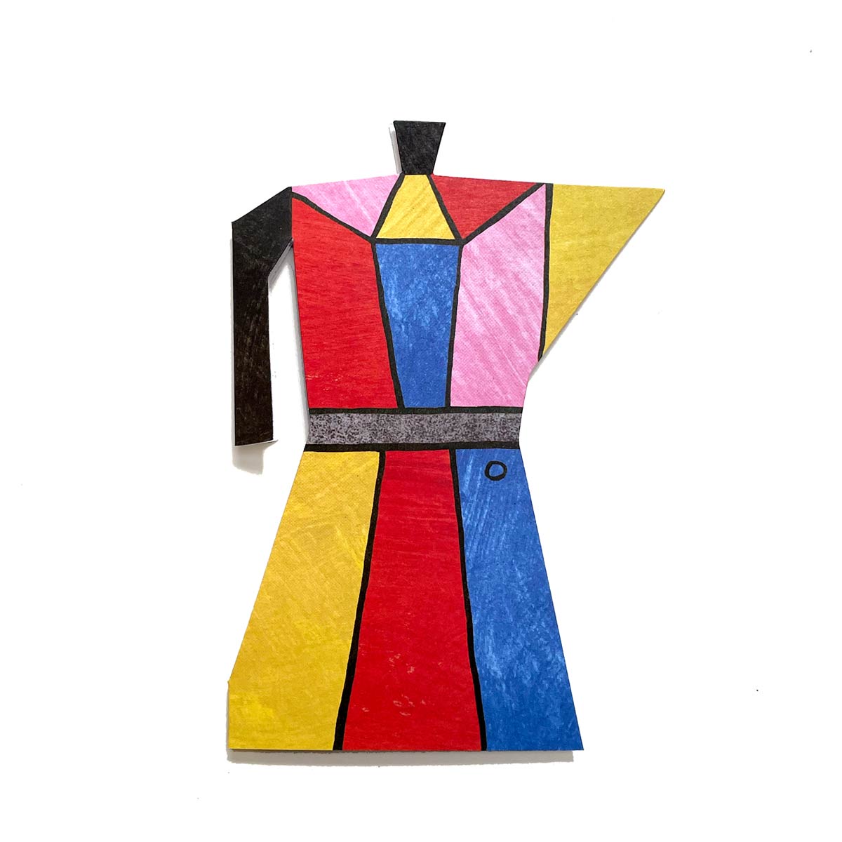 Colour Block Coffee Pot by Mortlake Papers greeting card on a white background.