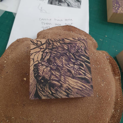 Chestnut Scars Wood Engraving Art Print