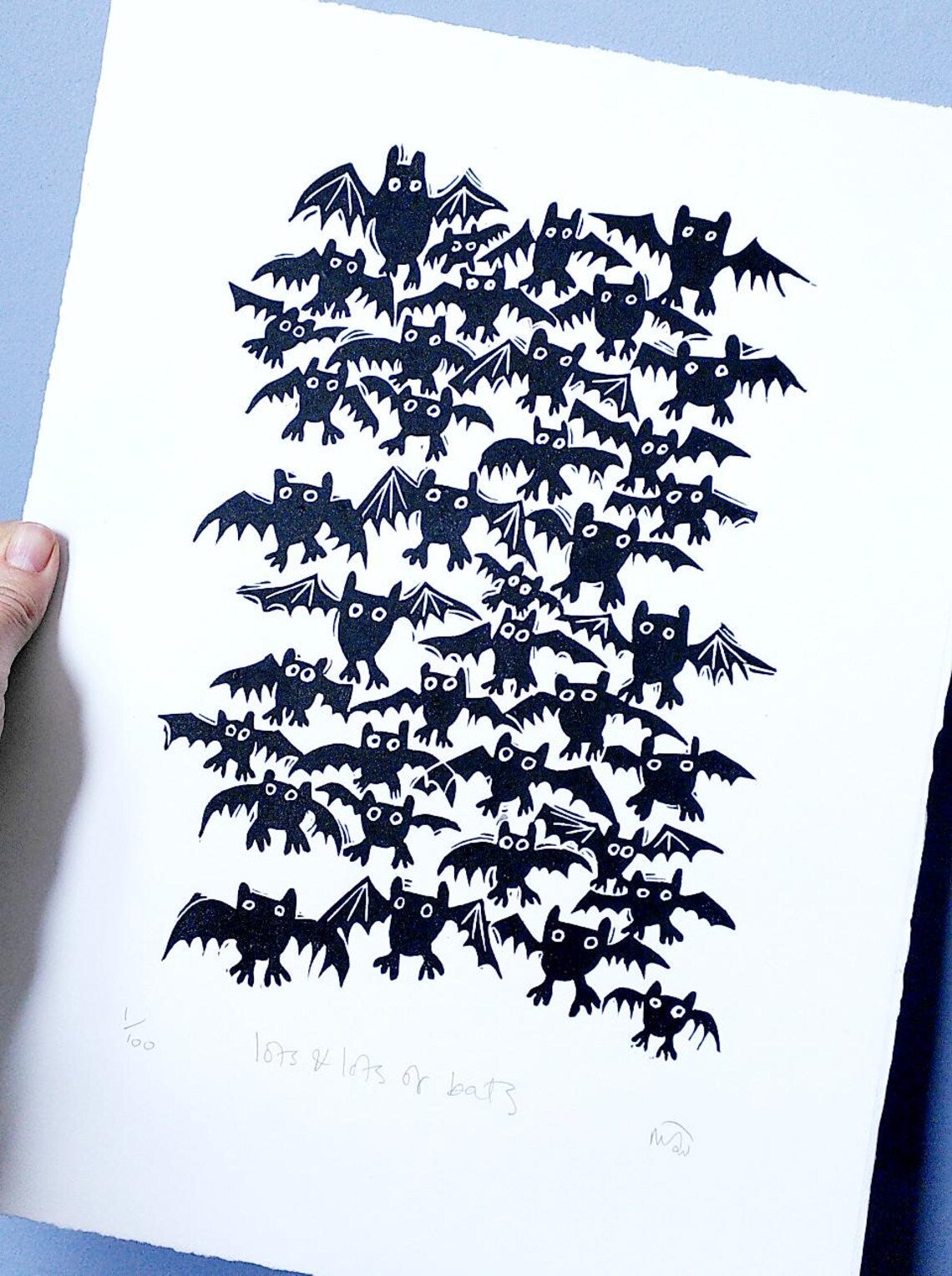 Lots & Lots of Bats Linocut Art Print